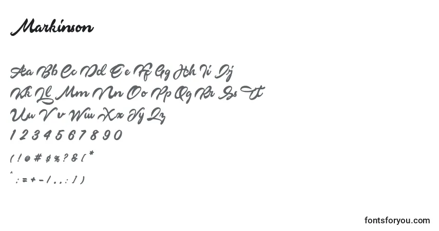Schriftart Markinson – Alphabet, Zahlen, spezielle Symbole