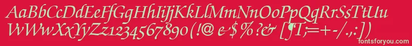 ZabriskiescriptswashBolditalic Font – Green Fonts on Red Background