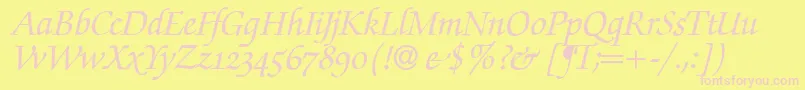Weitere Informationen zur ZabriskiescriptswashBolditalic-Schriftart ZabriskiescriptswashBolditalic-Schriftart – Rosa Schriften auf gelbem Hintergrund