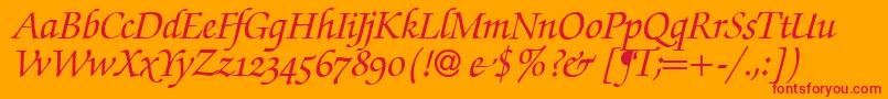 ZabriskiescriptswashBolditalic Font – Red Fonts on Orange Background