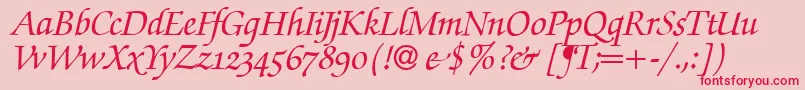 ZabriskiescriptswashBolditalic Font – Red Fonts on Pink Background