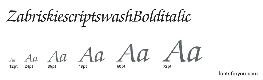 ZabriskiescriptswashBolditalic Font Sizes