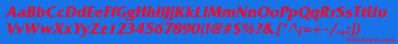 FritzBoldItalic Font – Red Fonts on Blue Background