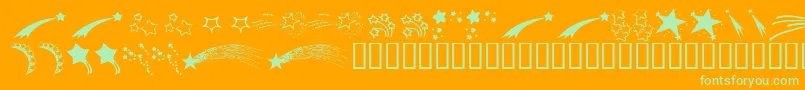 Fonte KrStarryEyed – fontes verdes em um fundo laranja