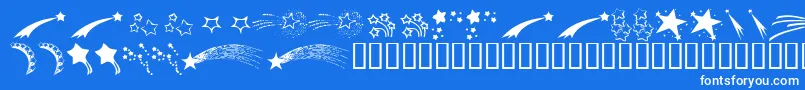 KrStarryEyed-Schriftart – Weiße Schriften auf blauem Hintergrund