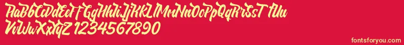 NeldaFree Font – Yellow Fonts on Red Background