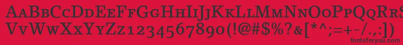 LinoletterMediumSmallCapsOldstyleFigures Font – Black Fonts on Red Background
