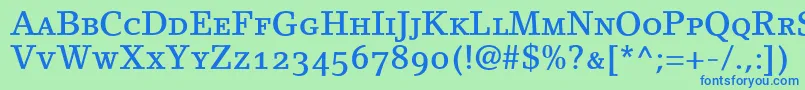 LinoletterMediumSmallCapsOldstyleFigures Font – Blue Fonts on Green Background
