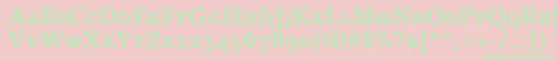 LinoletterMediumSmallCapsOldstyleFigures Font – Green Fonts on Pink Background