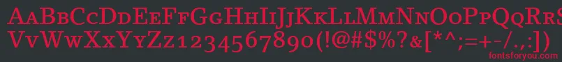 LinoletterMediumSmallCapsOldstyleFigures Font – Red Fonts on Black Background