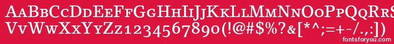 LinoletterMediumSmallCapsOldstyleFigures Font – White Fonts on Red Background