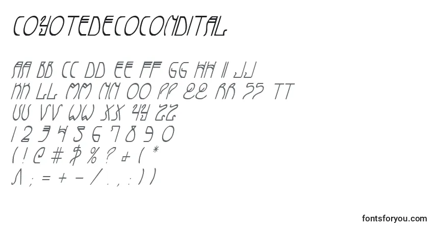 Шрифт CoyoteDecoCondital – алфавит, цифры, специальные символы