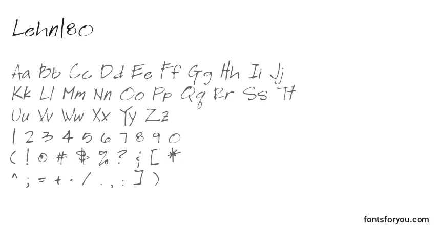 Czcionka Lehn180 – alfabet, cyfry, specjalne znaki