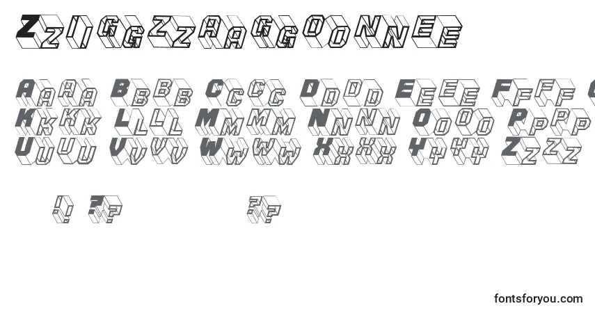 Шрифт Zigzagone – алфавит, цифры, специальные символы