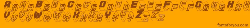 Zigzagone-Schriftart – Braune Schriften auf orangefarbenem Hintergrund