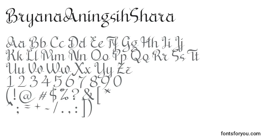 Czcionka BryanaAningsihShara – alfabet, cyfry, specjalne znaki