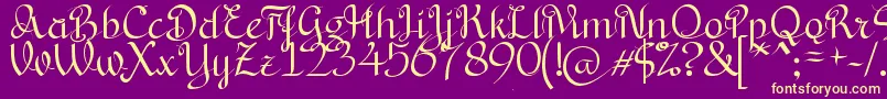 BryanaAningsihShara-Schriftart – Gelbe Schriften auf violettem Hintergrund