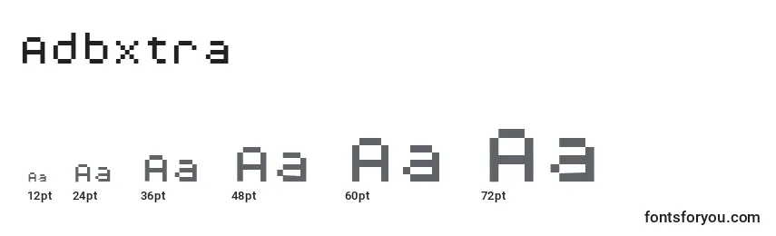 Размеры шрифта Adbxtra