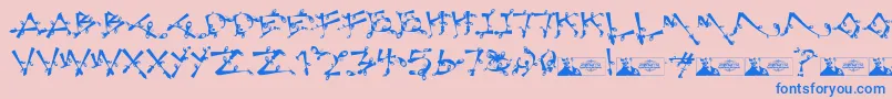 LostPopnicasiana-Schriftart – Blaue Schriften auf rosa Hintergrund