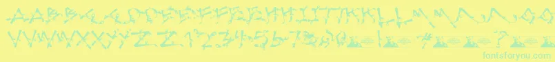 フォントLostPopnicasiana – 黄色い背景に緑の文字