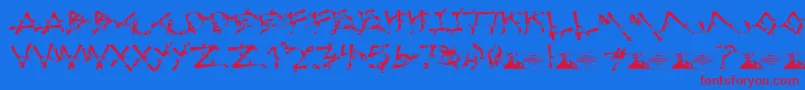 LostPopnicasiana Font – Red Fonts on Blue Background