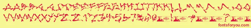 LostPopnicasiana Font – Red Fonts on Yellow Background