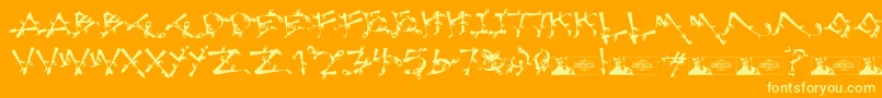 LostPopnicasiana-Schriftart – Gelbe Schriften auf orangefarbenem Hintergrund
