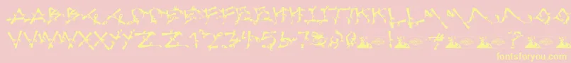 Fonte LostPopnicasiana – fontes amarelas em um fundo rosa
