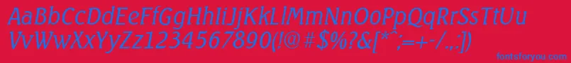 SeagullserialLightItalic Font – Blue Fonts on Red Background