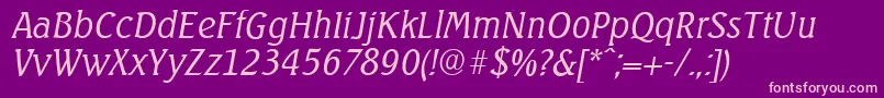 SeagullserialLightItalic Font – Pink Fonts on Purple Background