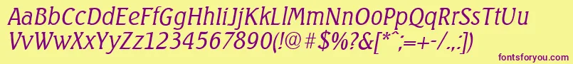 SeagullserialLightItalic Font – Purple Fonts on Yellow Background