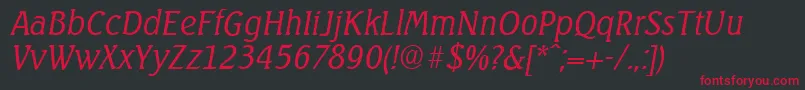 SeagullserialLightItalic Font – Red Fonts on Black Background