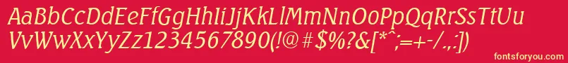 SeagullserialLightItalic Font – Yellow Fonts on Red Background