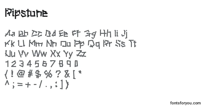Czcionka Ripstone – alfabet, cyfry, specjalne znaki