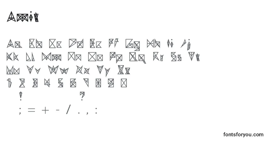 A fonte Amit – alfabeto, números, caracteres especiais
