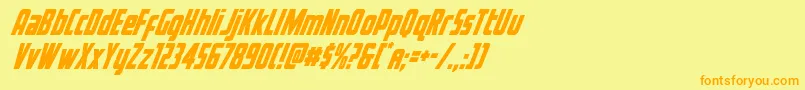 フォントVoyagefantcond – オレンジの文字が黄色の背景にあります。