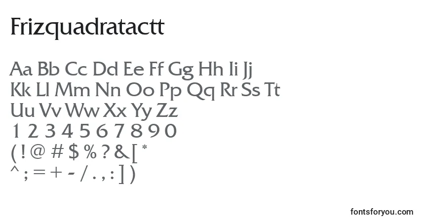 Frizquadratactt-fontti – aakkoset, numerot, erikoismerkit