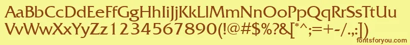 フォントFrizquadratactt – 茶色の文字が黄色の背景にあります。