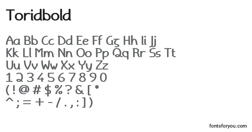 Schriftart Toridbold – Alphabet, Zahlen, spezielle Symbole