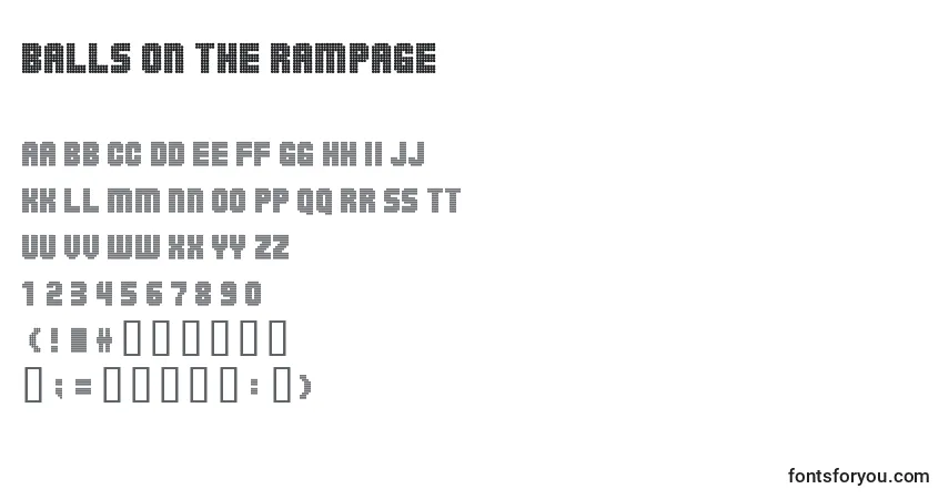 Balls On The Rampage-fontti – aakkoset, numerot, erikoismerkit