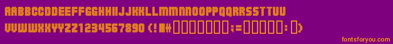 Balls On The Rampage-Schriftart – Orangefarbene Schriften auf violettem Hintergrund