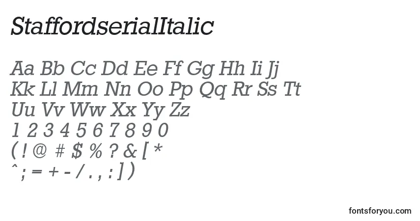 Fuente StaffordserialItalic - alfabeto, números, caracteres especiales