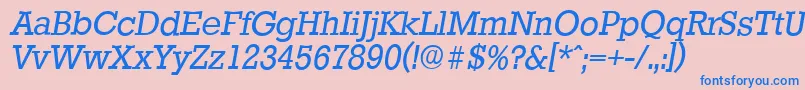 StaffordserialItalic-fontti – siniset fontit vaaleanpunaisella taustalla