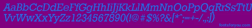 フォントStaffordserialItalic – 紫色の背景に青い文字