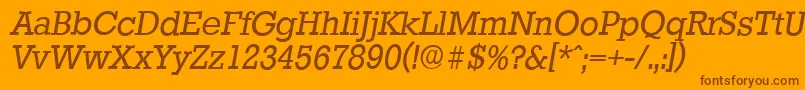 StaffordserialItalic-fontti – ruskeat fontit oranssilla taustalla
