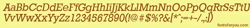フォントStaffordserialItalic – 茶色の文字が黄色の背景にあります。