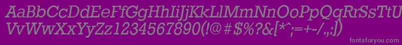 StaffordserialItalic-fontti – harmaat kirjasimet violetilla taustalla
