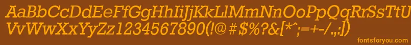 StaffordserialItalic Font – Orange Fonts on Brown Background