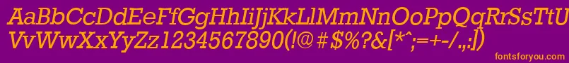 StaffordserialItalic-Schriftart – Orangefarbene Schriften auf violettem Hintergrund