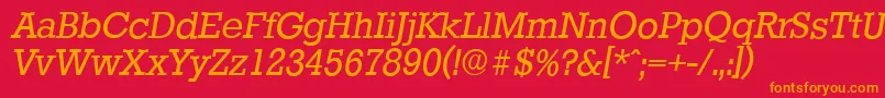 StaffordserialItalic-Schriftart – Orangefarbene Schriften auf rotem Hintergrund
